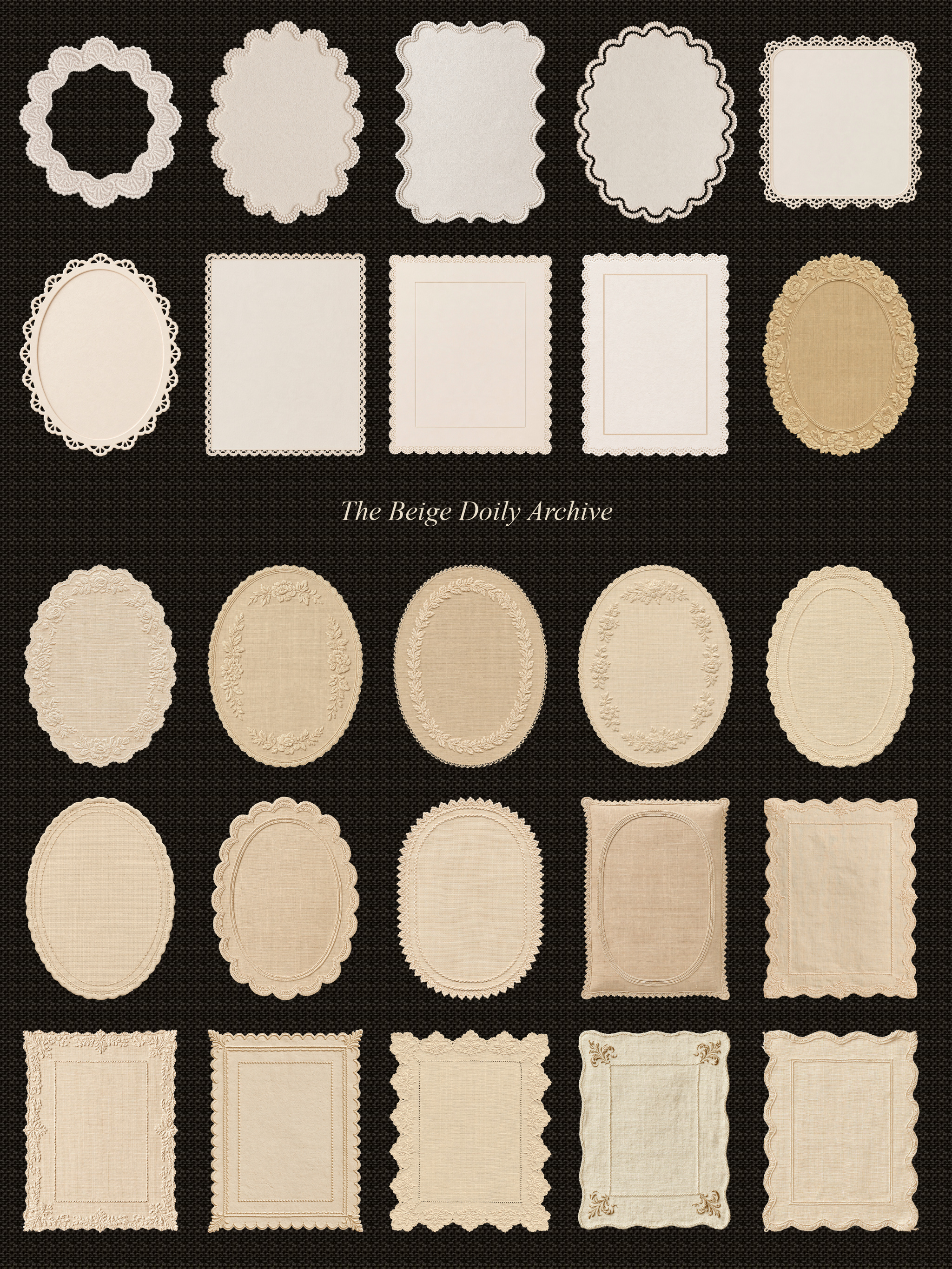 The Doily Archive — 80 Beige Lace Frames & Borders